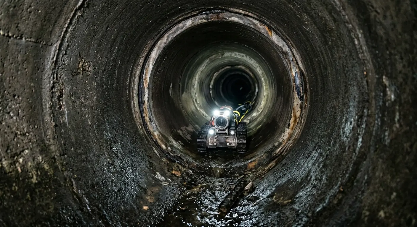 Robotic sewer camera inspecting pipe interior for Drain Snake Service in Ensley